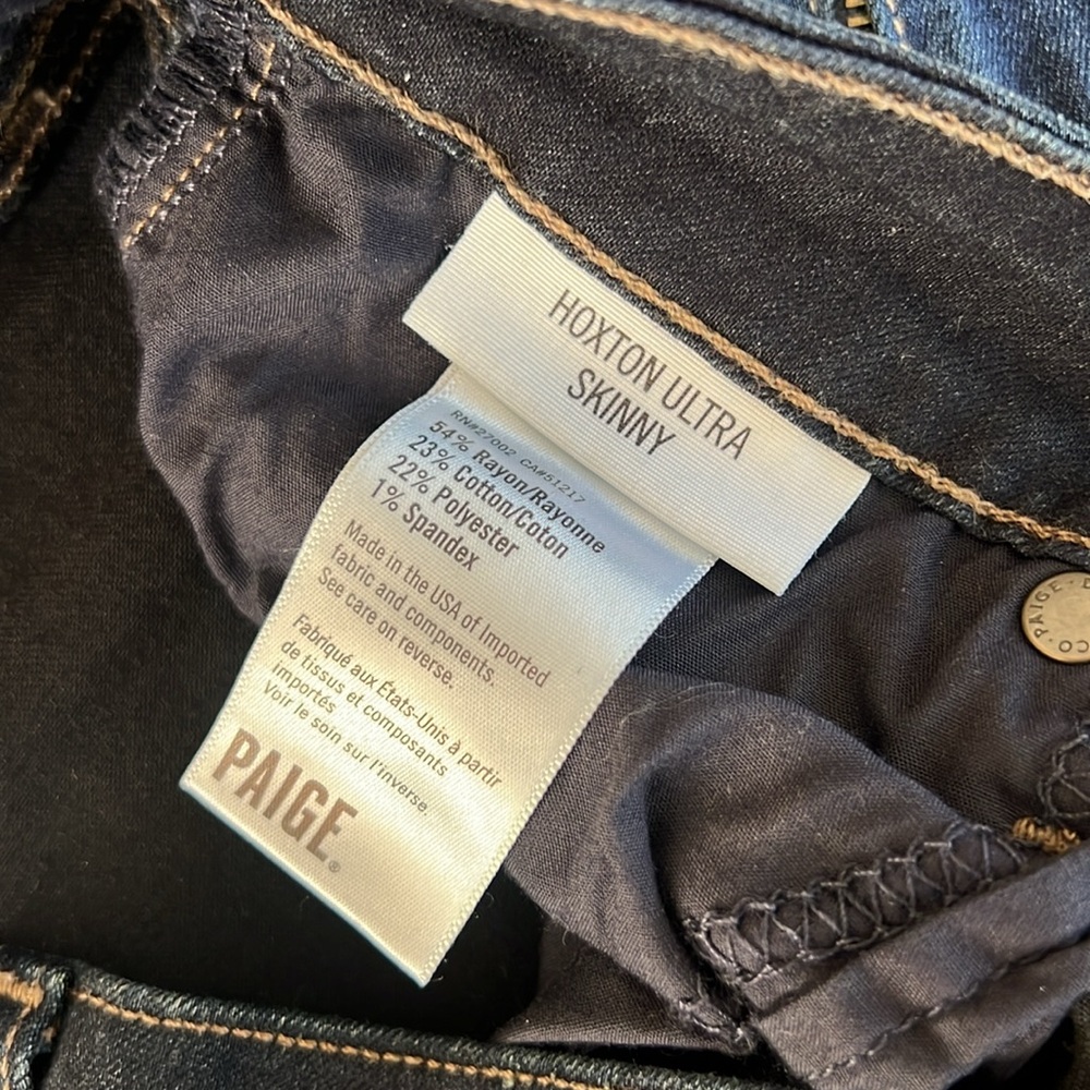 PAIGE Women 26 Denim Blue Set of 2 Jeans Contrast Stitch Hoxton Ankle and Skinny - Picture 9 of 10